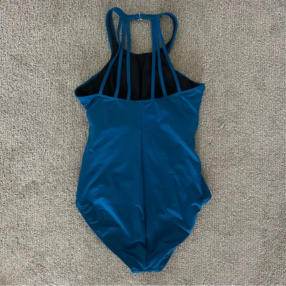 Magicsuit One Piece Swim Blue Size 16 Tummy Control‎ Strappy Back Ruched Front